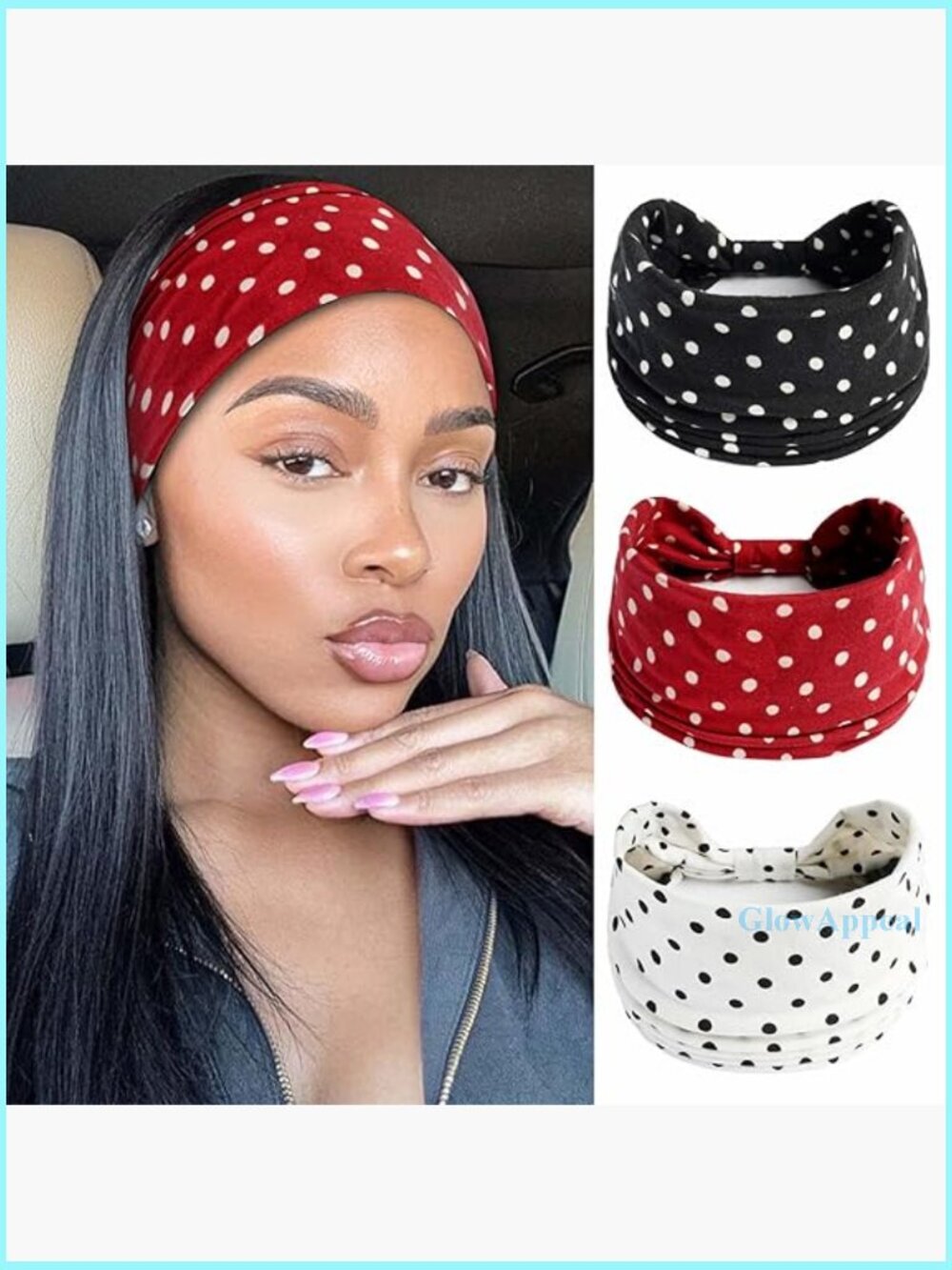 Stretchy Wide Headbands, Non-Slip Yoga Hair Wraps, 3-Pack Polyester Spandex